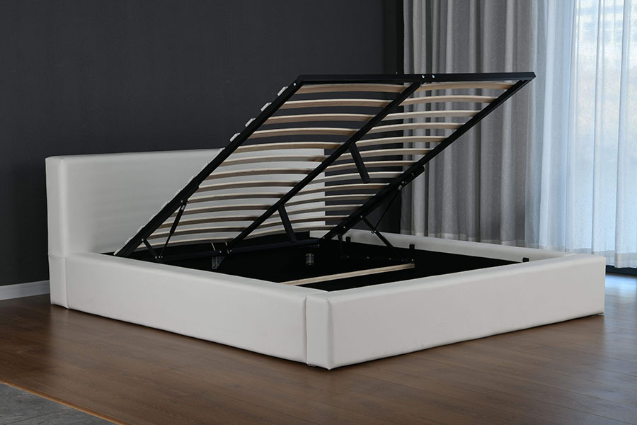 4246 Struttura letto contenitore scandinavo minimalista in ecopelle