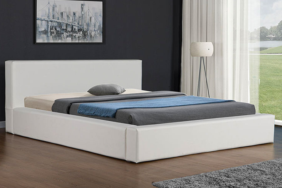 4246 Struttura letto contenitore scandinavo minimalista in ecopelle