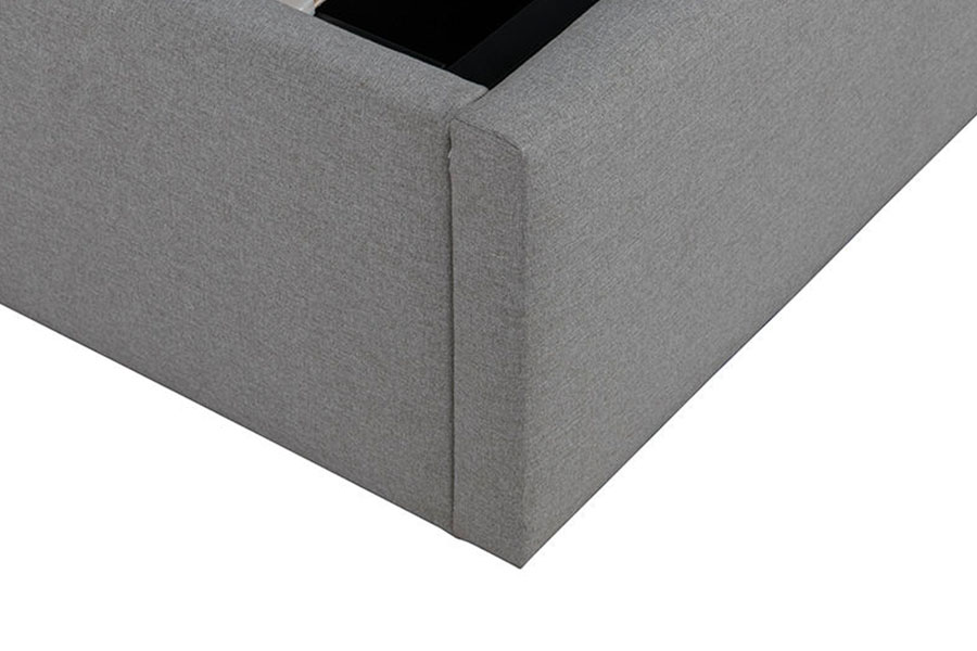 4242 Letto imbottito con contenitore rialzabile in tessuto di lino