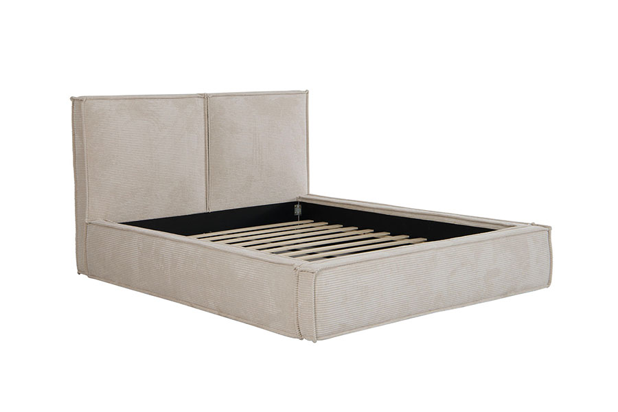 4213 Letto imbottito in tessuto di velluto a coste dal design Tofu