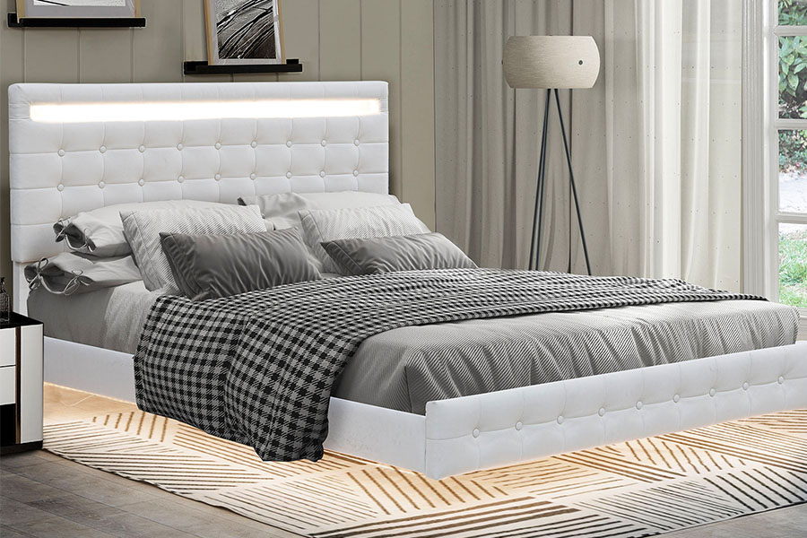 4209 Telaio letto imbottito a LED regolabile king-size