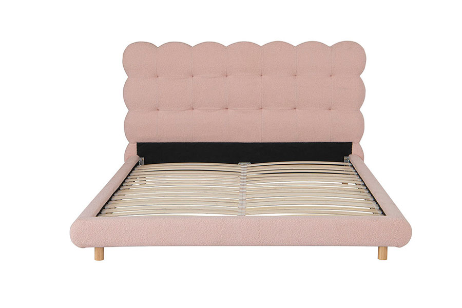 4134 Letto imbottito capitonné in lana Sherpa dal design francese