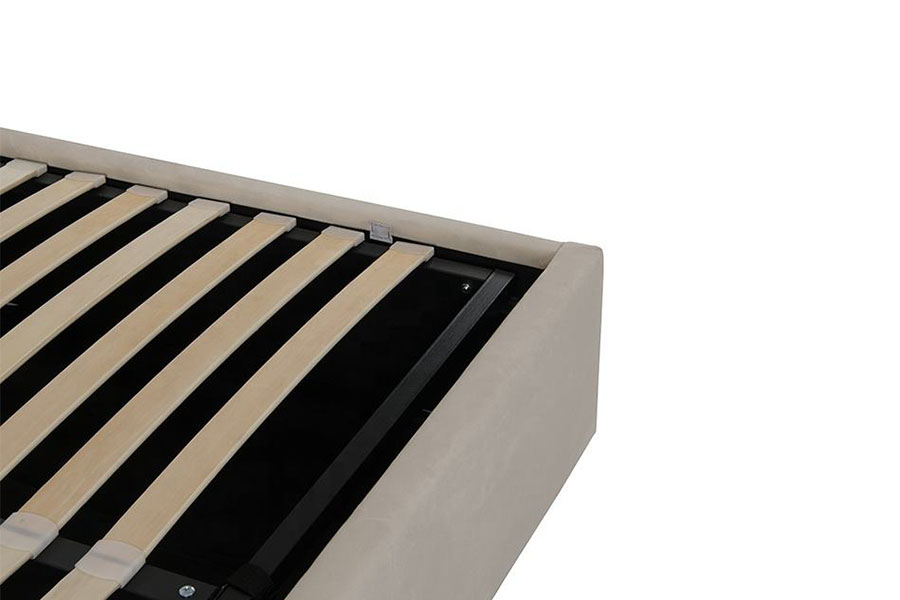 4088 Struttura letto contenitore ottomana in velluto chiaro di lusso