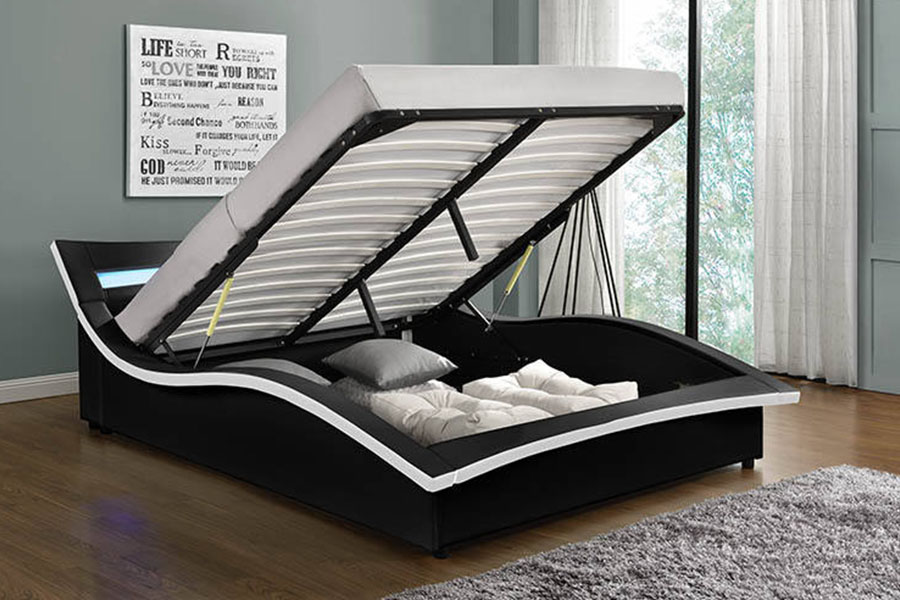 1877 Struttura letto imbottita a LED in pelle PU di lusso