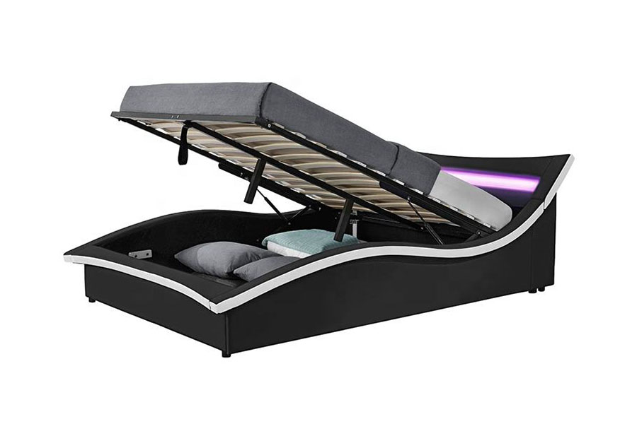 1877 Struttura letto imbottita a LED in pelle PU di lusso