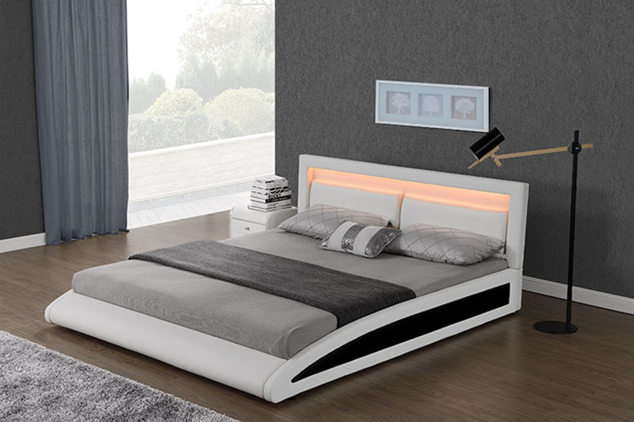 1118-1-2 Struttura letto Smart LED curva in ecopelle europea