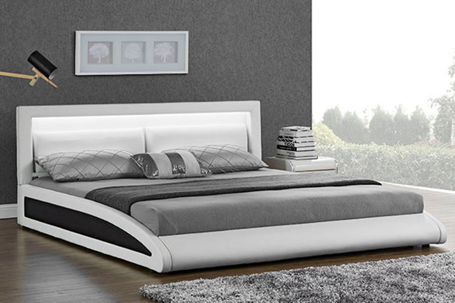 1118-1-2 Struttura letto Smart LED curva in ecopelle europea
