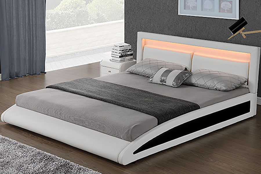 1118-1-2 Struttura letto Smart LED curva in ecopelle europea