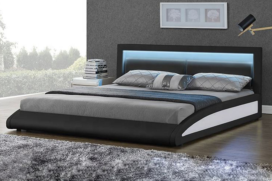 1118-1-2 Struttura letto Smart LED curva in ecopelle europea