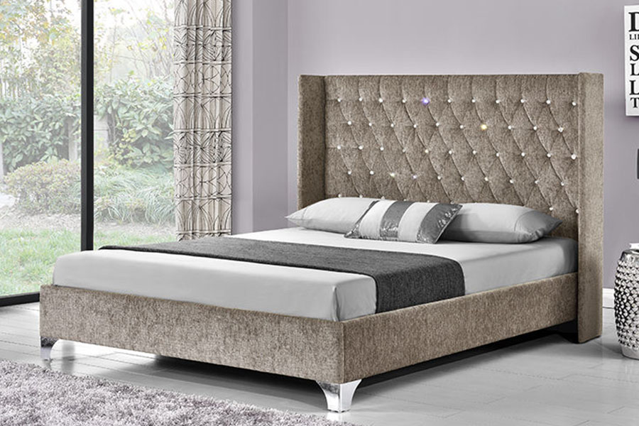 1152G Letto contenitore con sollevamento a gas in velluto ad ala laterale