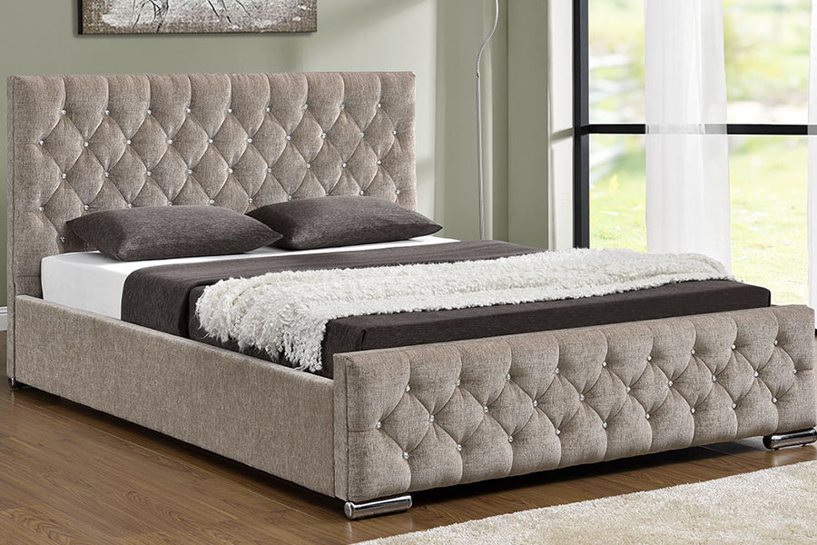 1151G Struttura letto capitonné con contenitore king size in velluto di lusso