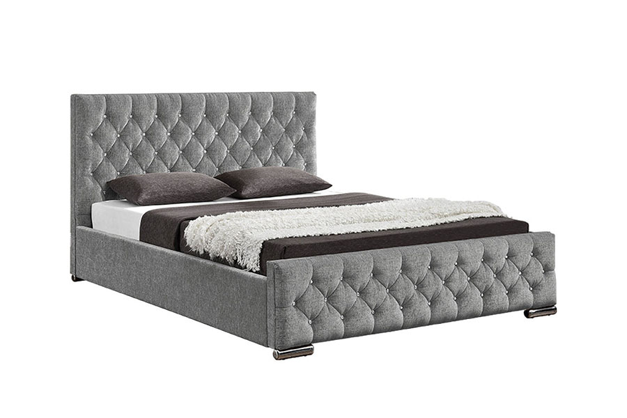 1151G Struttura letto capitonné con contenitore king size in velluto di lusso
