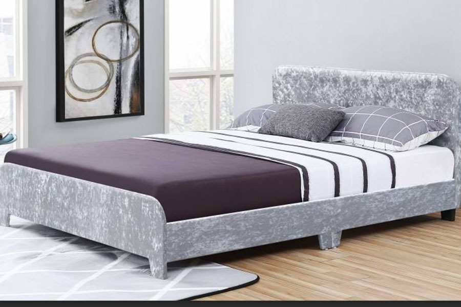 1142-3 Letto imbottito moderno in tessuto di lino con confezione unica