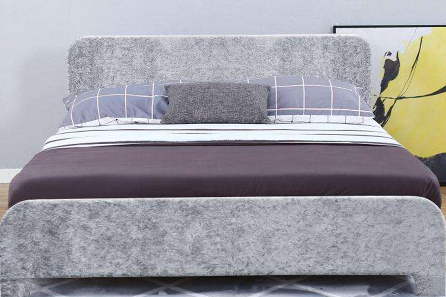 1142-3 Letto imbottito moderno in tessuto di lino con confezione unica