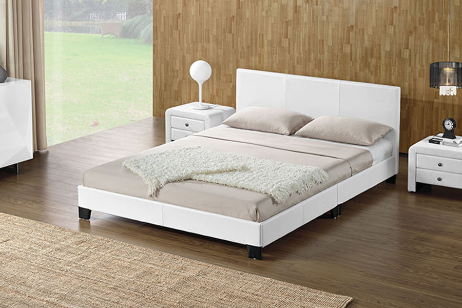 1142-2 Struttura letto matrimoniale in legno in tessuto di lino stile americano