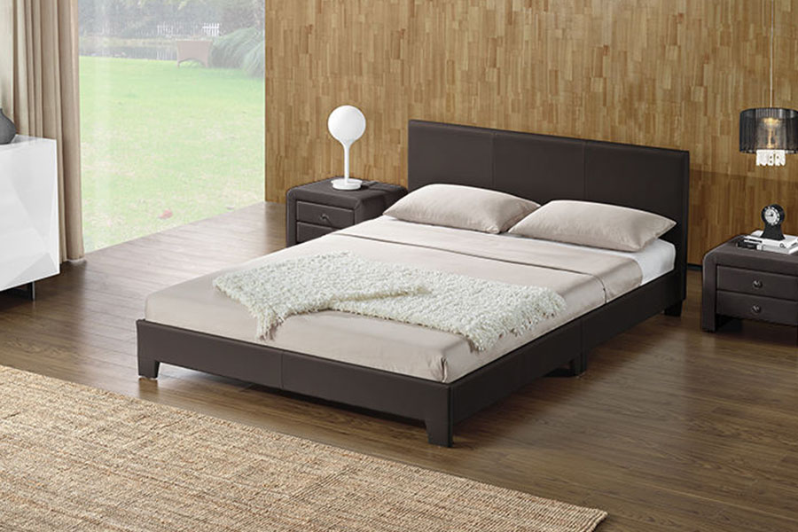 1142-2 Struttura letto matrimoniale in legno in tessuto di lino stile americano