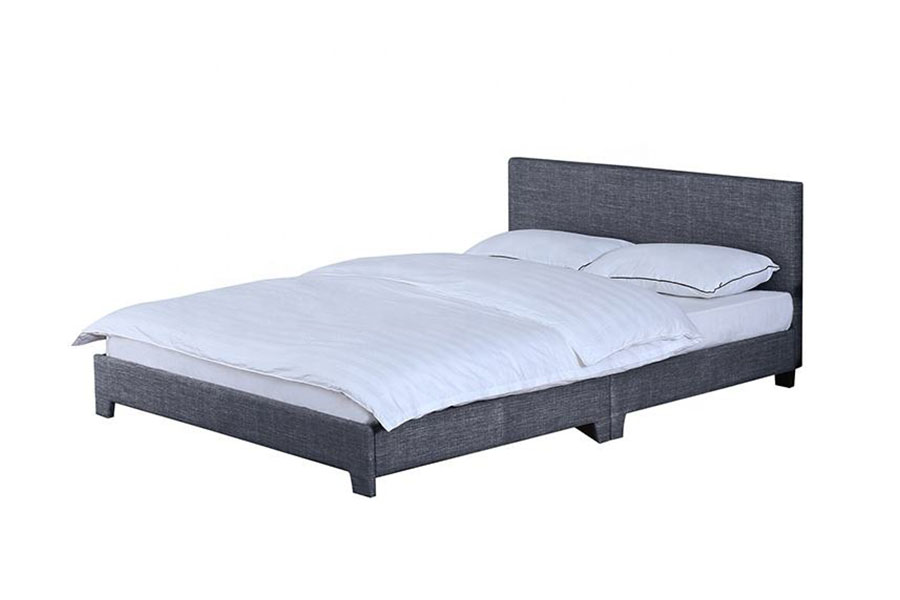 1142-2 Struttura letto matrimoniale in legno in tessuto di lino stile americano