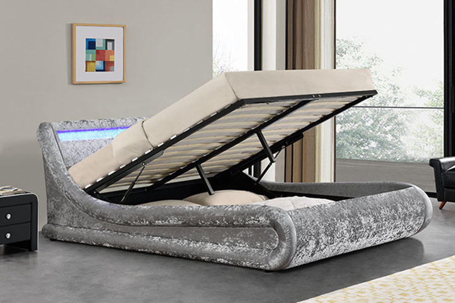 1138G Ottoman King LED Struttura letto imbottita in pelle PU