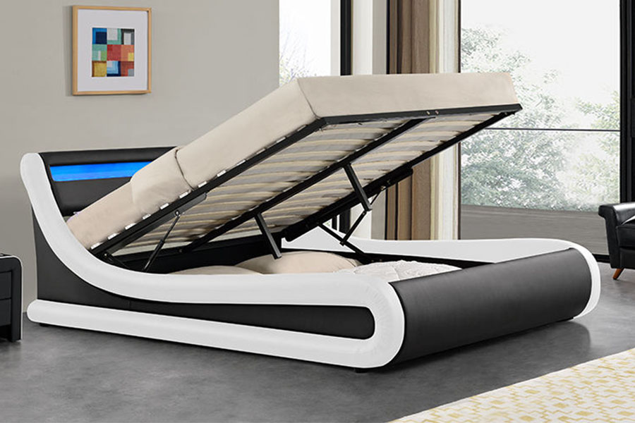 1138G Ottoman King LED Struttura letto imbottita in pelle PU