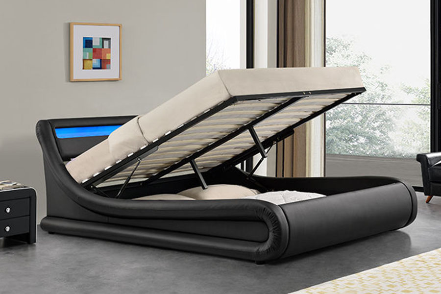 1138G Ottoman King LED Struttura letto imbottita in pelle PU