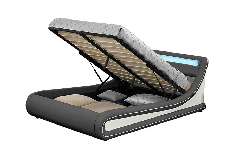 1138G Ottoman King LED Struttura letto imbottita in pelle PU