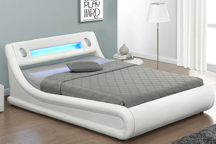 1138G Ottoman King LED Struttura letto imbottita in pelle PU
