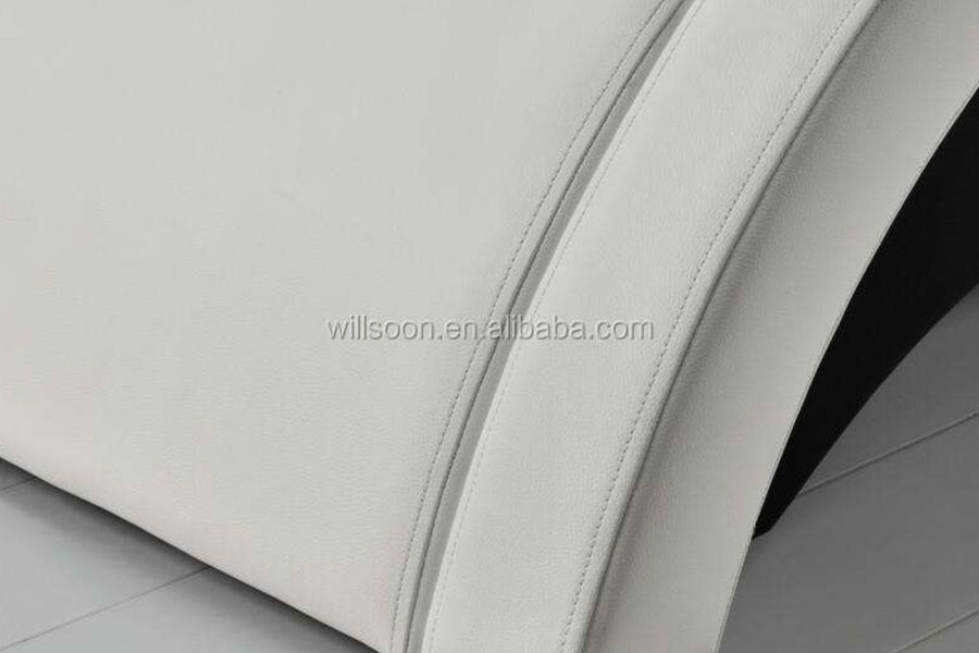 1187-1 Struttura letto imbottita king size in pelle italiana a forma di S con LED