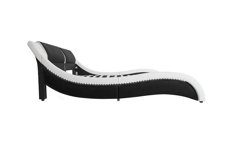 1178-1 Letto imbottito Queen King in pelle con struttura a LED a forma di onda