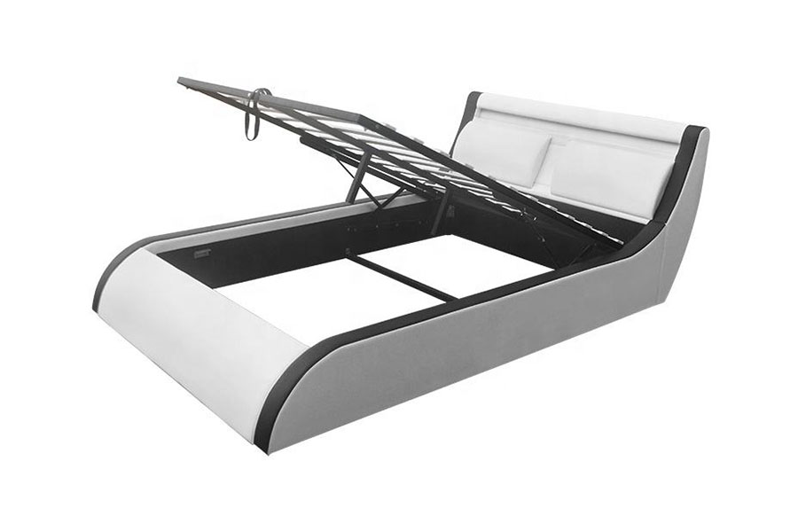 1175-1G Cuscino morbido letto in pelle PU con sollevamento a gas a LED