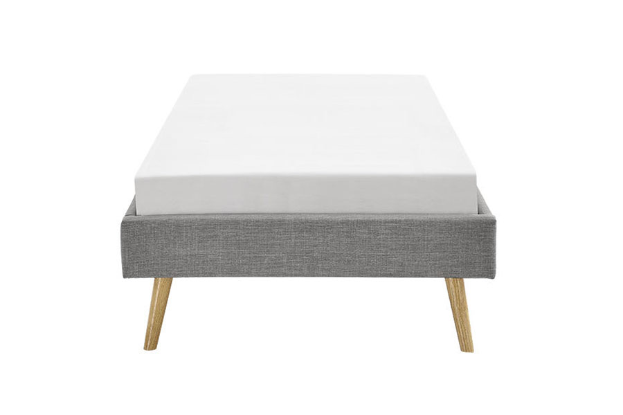 1159C Letto scandinavo con pannelli in compensato e piedi in legno di lino