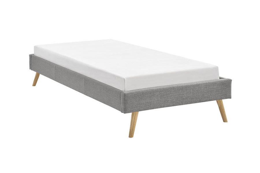1159C Letto scandinavo con pannelli in compensato e piedi in legno di lino