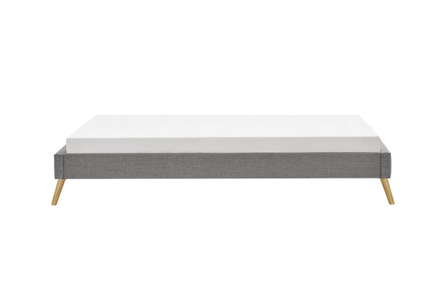1159C Letto scandinavo con pannelli in compensato e piedi in legno di lino