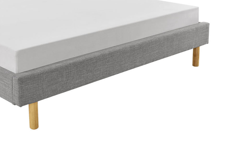 1159B Letto singolo moderno in tessuto di lino con piedini in legno di alta qualità