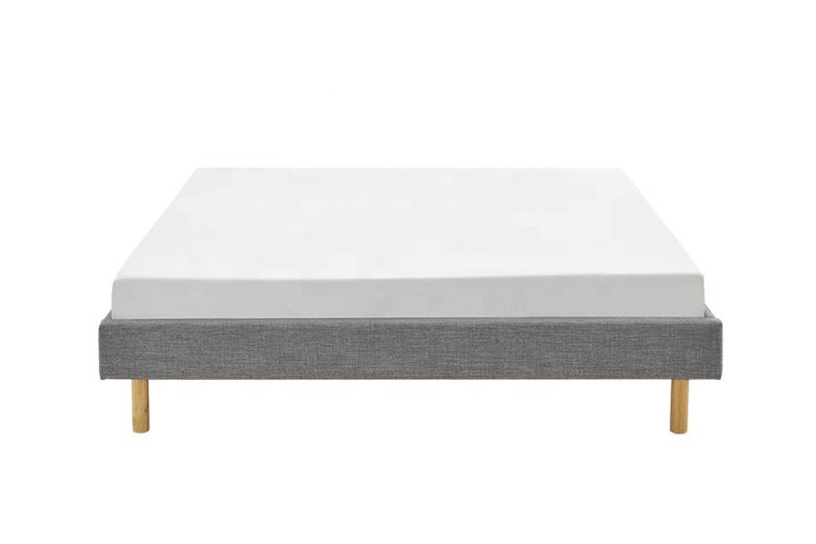 1159B Letto singolo moderno in tessuto di lino con piedini in legno di alta qualità