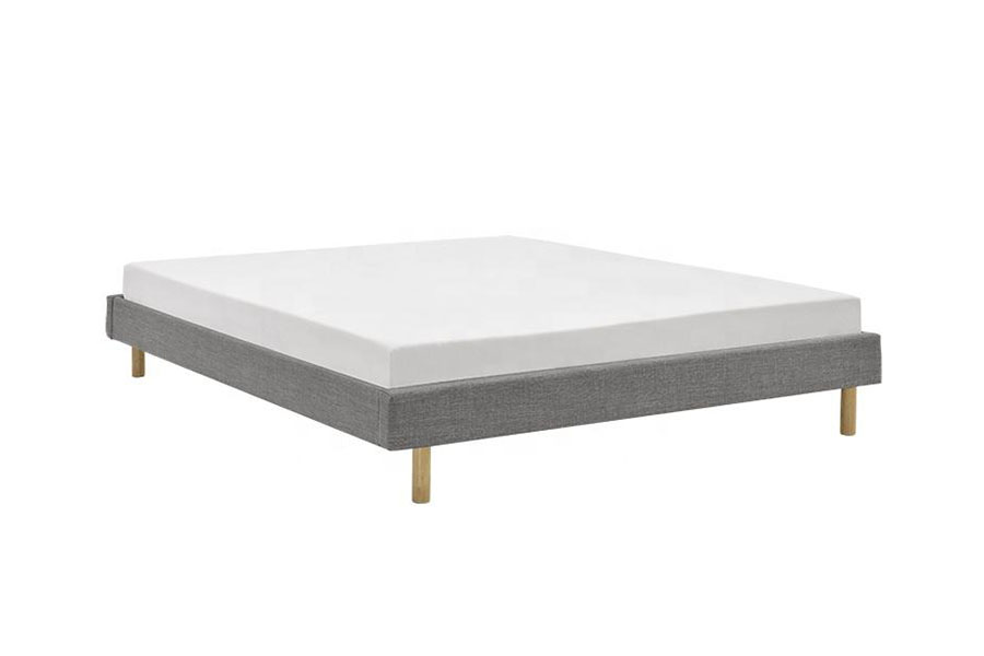 1159B Letto singolo moderno in tessuto di lino con piedini in legno di alta qualità