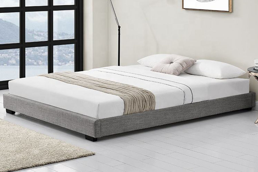 1159A Letto imbottito King Queen con struttura in legno massello di lino