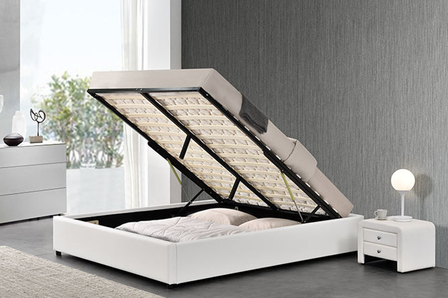 1155G Struttura del letto contenitore con ascensore a gas moderno in ecopelle per hotel
