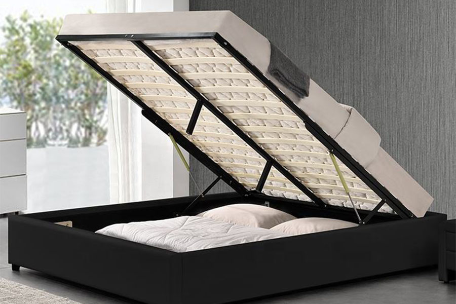 1155G Struttura del letto contenitore con ascensore a gas moderno in ecopelle per hotel