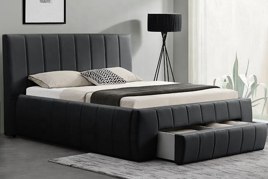 1238D Struttura letto imbottita king size europea con cassetto e contenitore in pelle PU