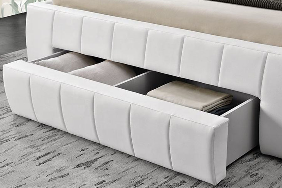 1238D Struttura letto imbottita king size europea con cassetto e contenitore in pelle PU