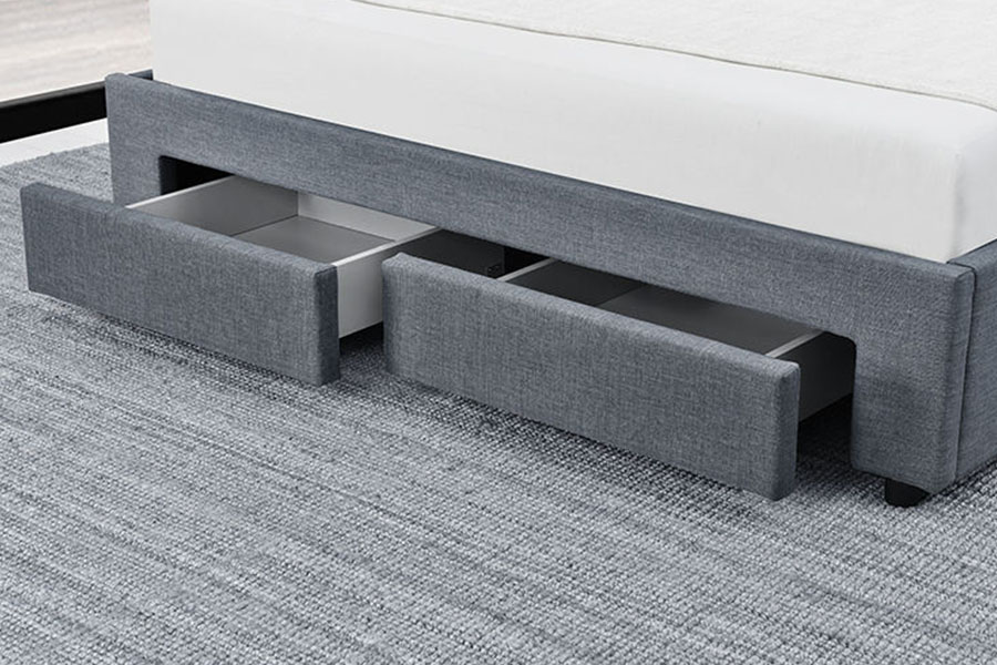 1217D Letto contenitore con testiera king a quattro cassetti in velluto europeo con testiera a rombi