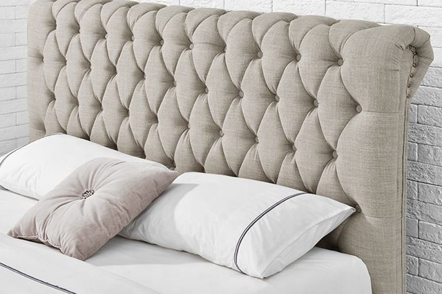 1217D Letto contenitore con testiera king a quattro cassetti in velluto europeo con testiera a rombi