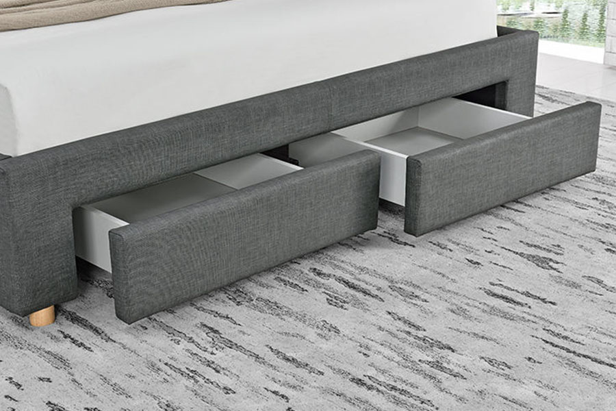 1216D Letto contenitore imbottito in tessuto minimalista a quattro cassetti