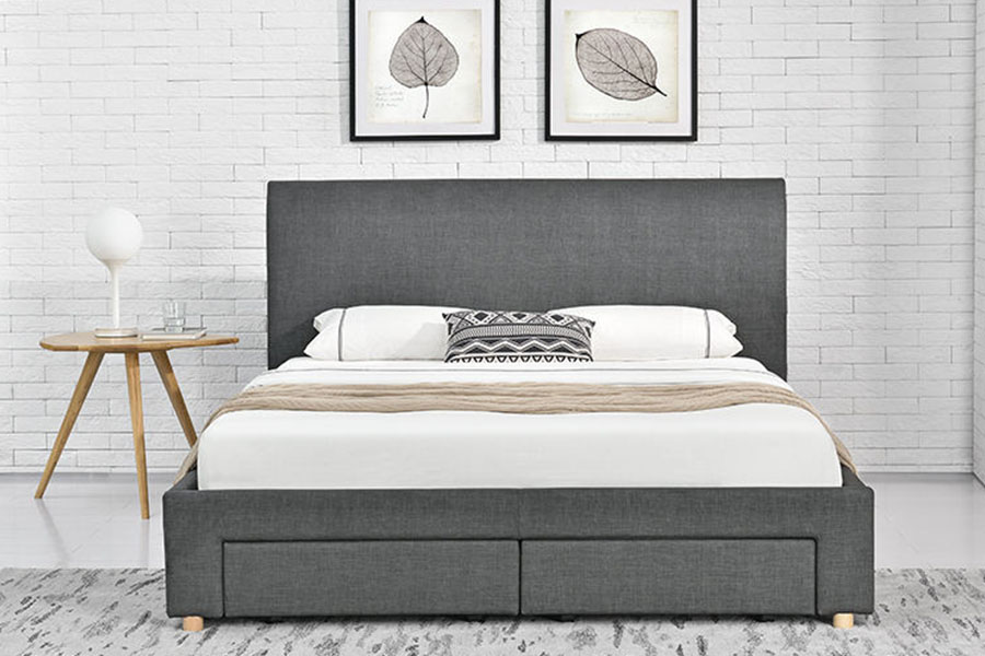 1216D Letto contenitore imbottito in tessuto minimalista a quattro cassetti