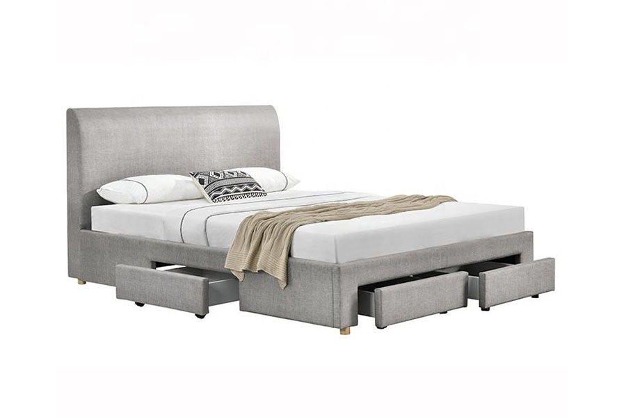 1216D Letto contenitore imbottito in tessuto minimalista a quattro cassetti