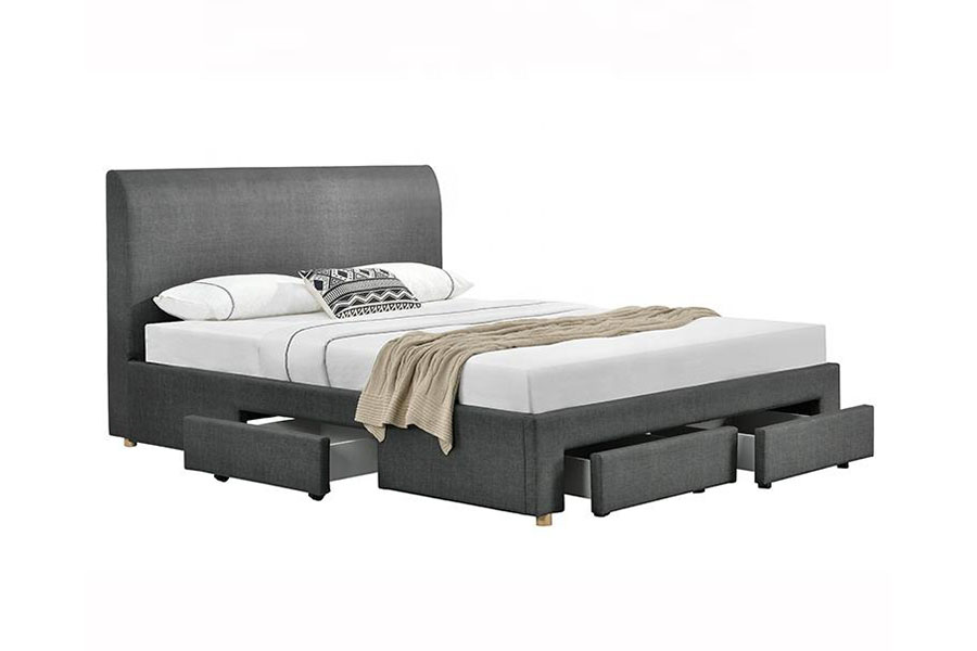 1216D Letto contenitore imbottito in tessuto minimalista a quattro cassetti