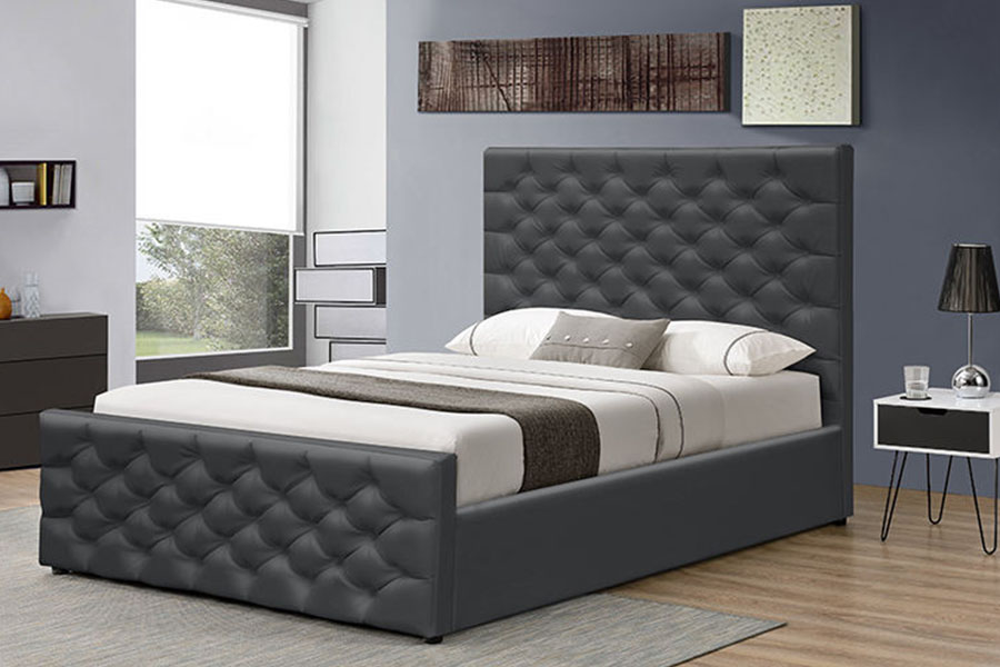 1208G Chesterfield Struttura letto contenitore ottomano in ciniglia e velluto