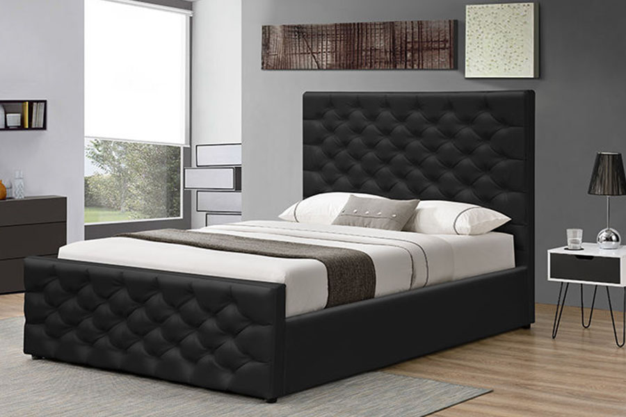 1208G Chesterfield Struttura letto contenitore ottomano in ciniglia e velluto
