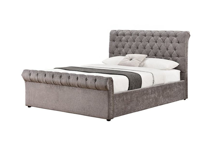 1208G Chesterfield Struttura letto contenitore ottomano in ciniglia e velluto