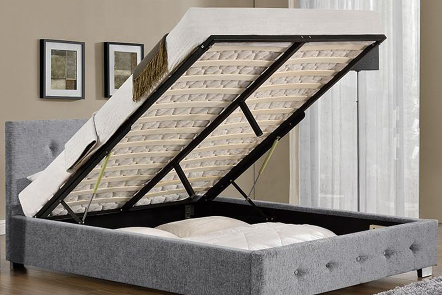 1191G Struttura letto contenitore imbottito king-size ottomano in tessuto